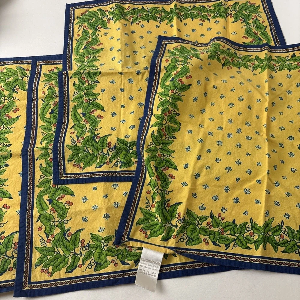 Williams Sonoma Provence French Country Placemats & Cloth Napkins Yellow Floral